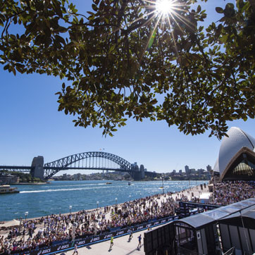 A view of the TCS Sydney Marathon with the Sydney Opera House in the background