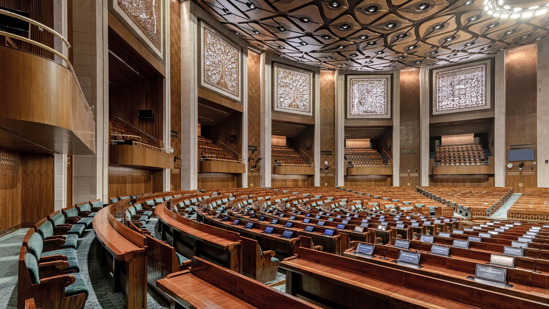 A photo feature on the new parliament building, a project of Tata Projects