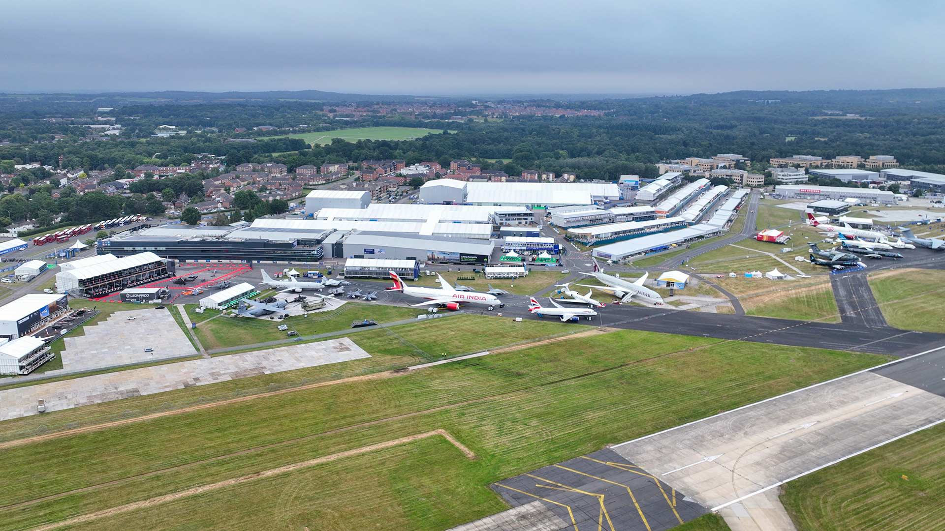 A view from on top of the Farnborough air field