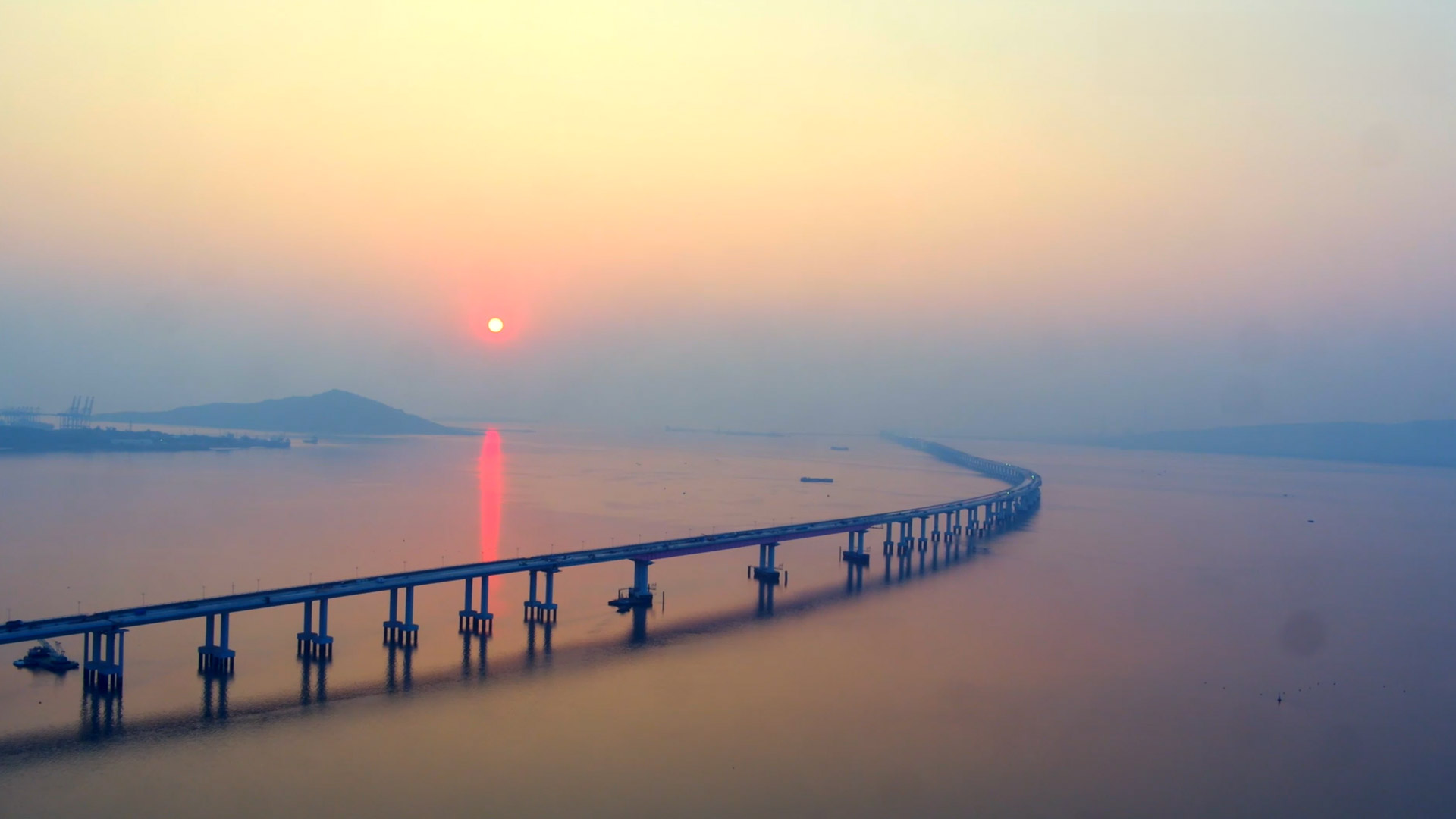 A sunset view of the MTHL bridge